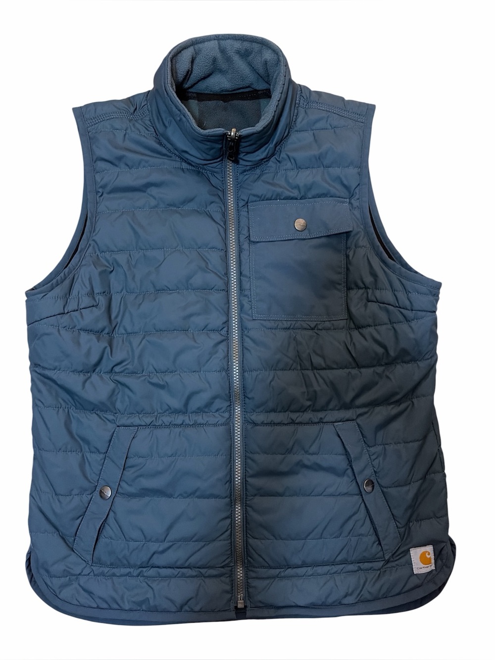 Carhartt Reversible Vest Womens Small 4 6 Amoret Quilted Flannel Zip Up Blue